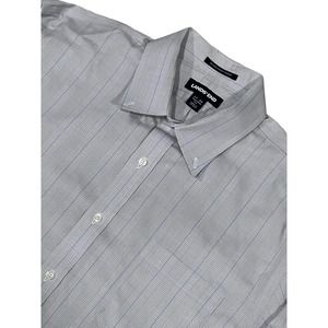 Lands End Gray‎ and Blue Plaid Buttondown, 17 34/35, #639-I